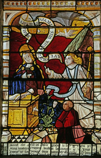Fenster mit Darstellung der Verkündigung von French School